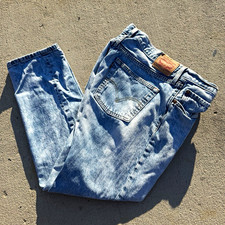 Levi's 501 Button Fly Mens Jeans Acid Wash Distressed Light Blue Denim 30x32