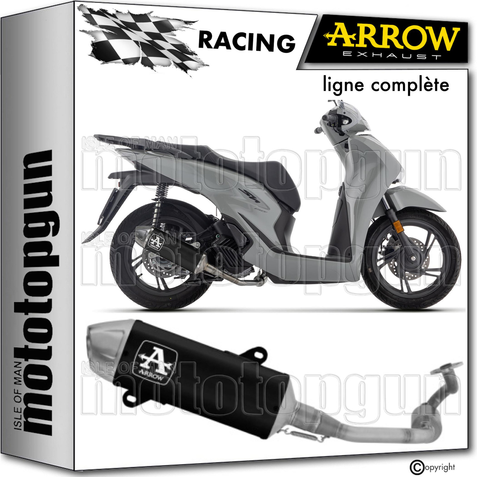 Ligne complete Arrow Open alu noir pour Honda SH 150 24