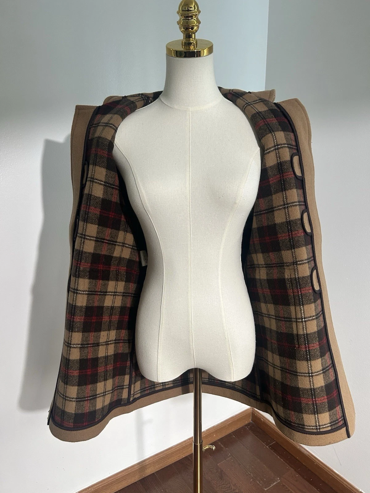 Gloverall Original Collection Camel Duffle Coat Wool Toggle Made England - product detail image 6