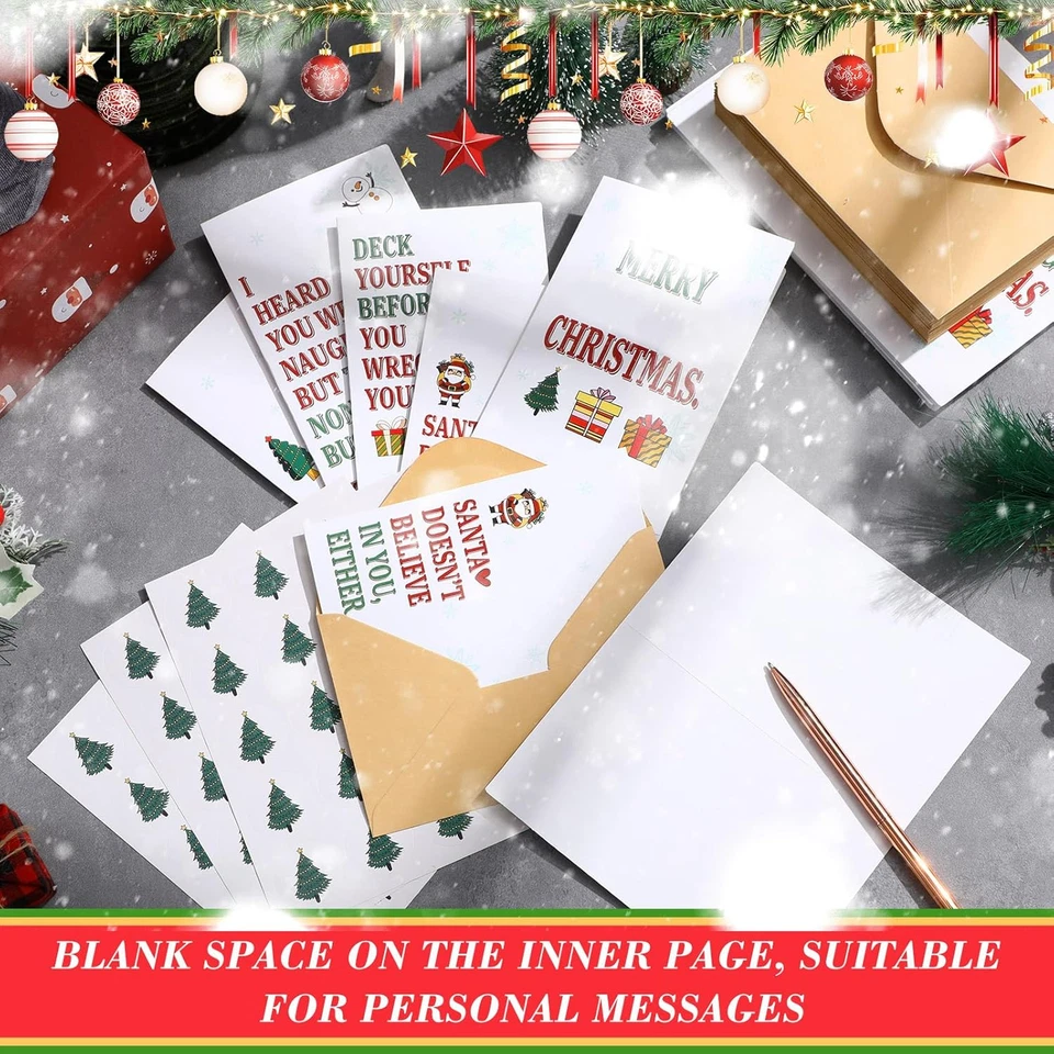 100 Pack Funny Christmas Cards with Kraft Envelopes and Stickers Humorous Christ - Image 4 of 4