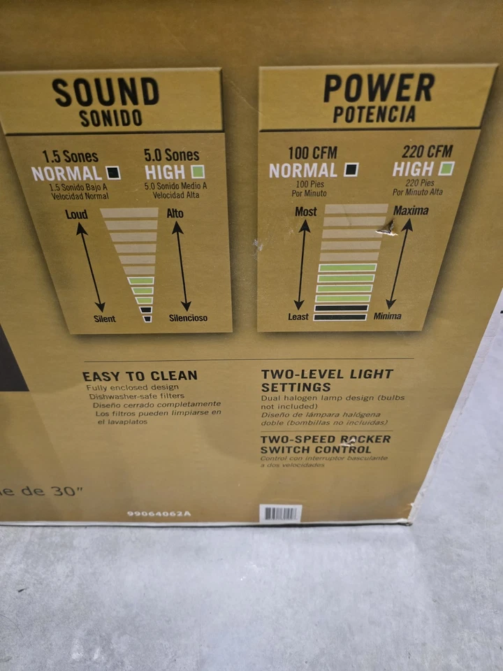 Campana extractora Nutone de acero inoxidable 30" WS130SS Foto 3 de 4