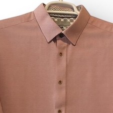 Ted Baker London Shirt Mens Size 6 XL Red Geo Print Long Sleeve Button Down