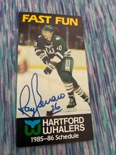 Ray Ferraro autographed 1985-1986 Hartford Whalers Pocket Schedule
