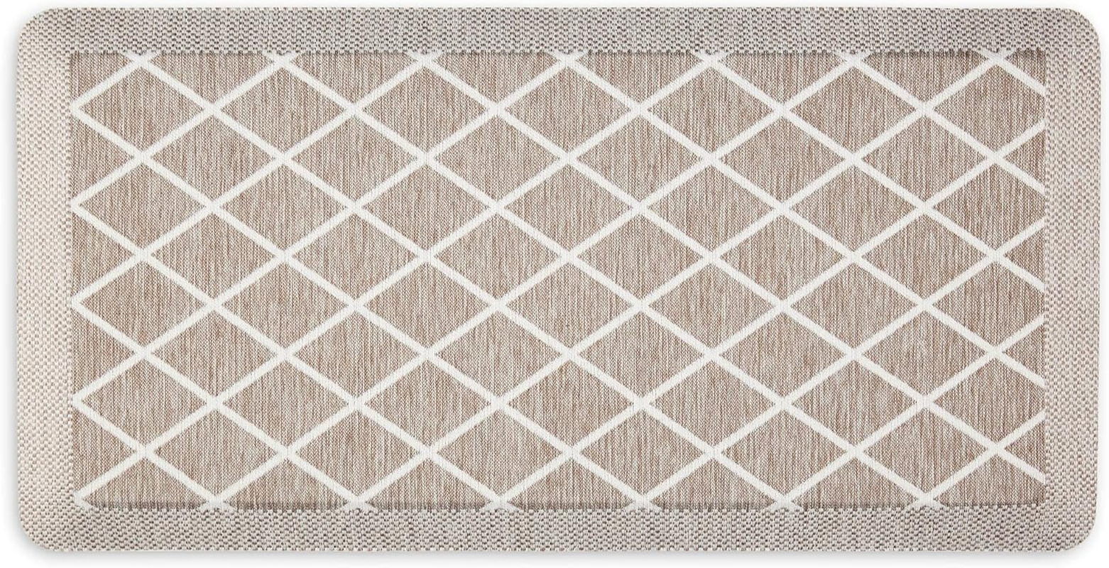 Modern Diamond Anti-Fatigue Kitchen Mat in Coffee Brown, 19.6x3 Inches, Air-Infused Comfort