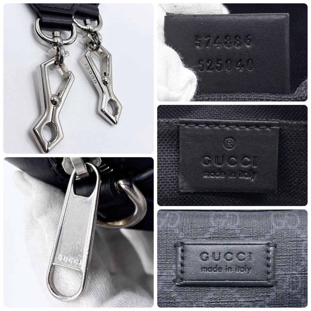 Gucci Men's Shoulder Bag Crossbody GG Supreme PVC Leather Black Sherry Line thumbnail 7