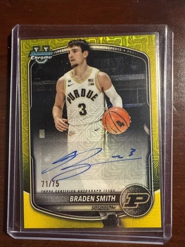 Braden Smith 2025-26 Bowman Basketball Yellow Mega Chrome Auto /75 Purdue RC