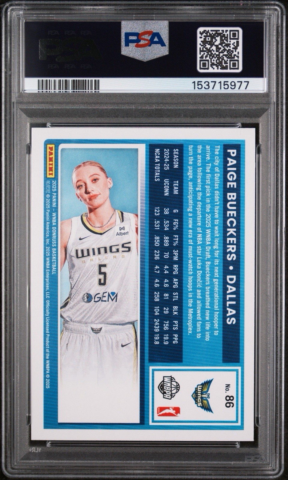 2025 Panini Donruss WNBA - Rated Rookie Paige Bueckers #86 (RC) view 2