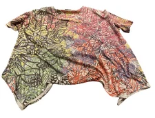 Inoah Art To Wear Colorful Abstract Boxy Top Blouse Shirt Sz M 