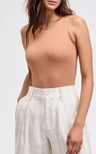 Women's Sleeveless Ribbed High Neck Bodysuit. - L