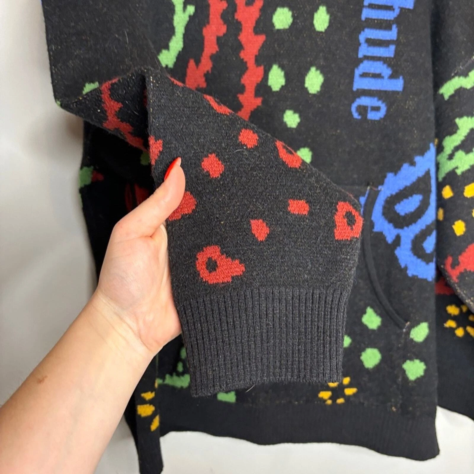 Felpa con cappuccio Rhude Knit rosso nero