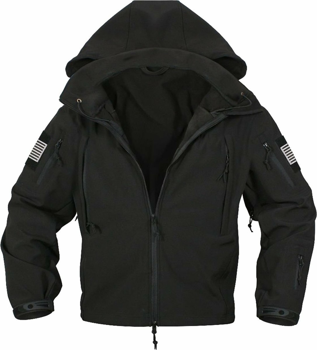 Black Special Ops Soft Shell Jacket Waterproof Military Coat
