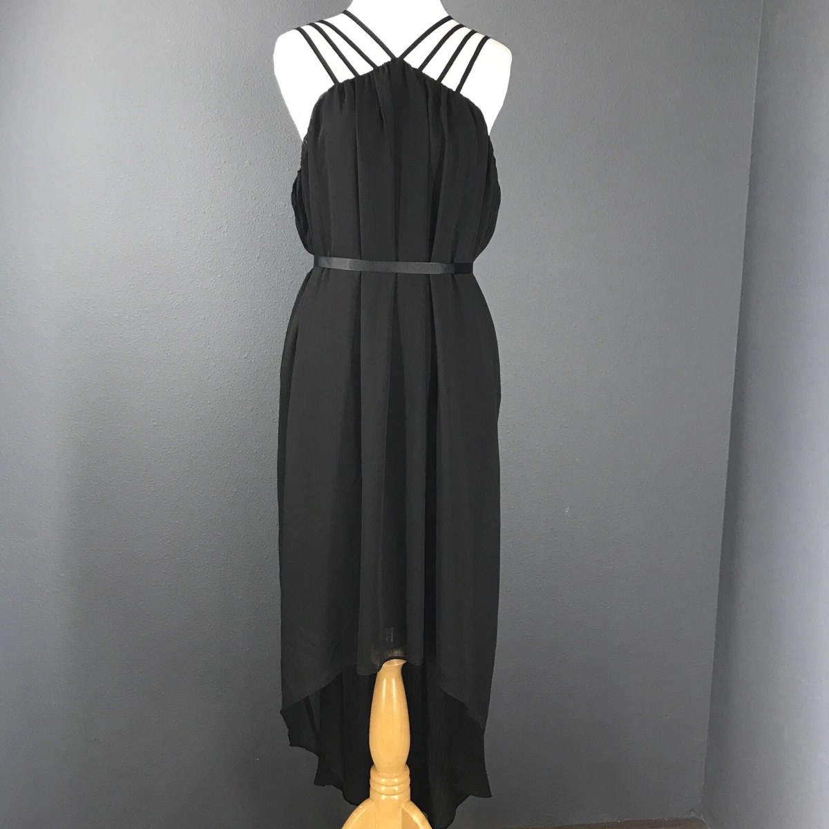 TOBI Dress S Black Strappy Hi Lo Oversized NEW NWT Little Black Dress LBD