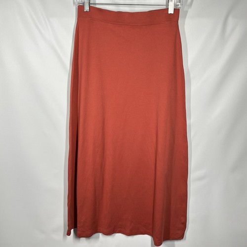 Peruvian Connection Top Midi Skirt Set Womens S Rust/Terracota Pima Cotton Basic - Picture 7 of 12