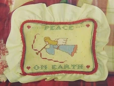 PEACE ON EARTH ANGEL PILLOW Cross Stitch Pattern SIGNED by MARGARET MCKEE HUEY!!