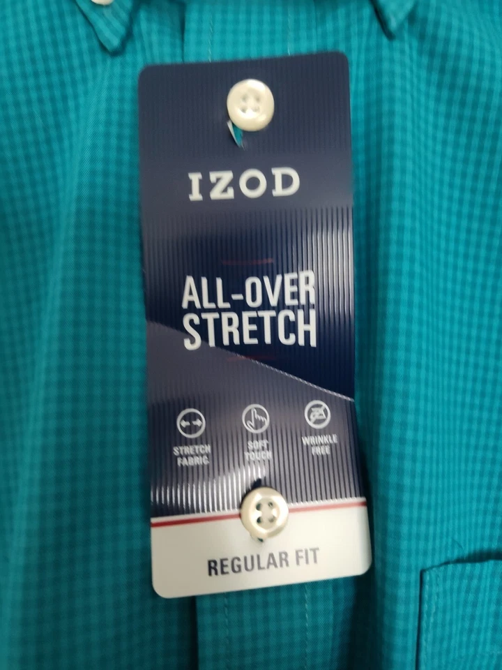 Camisa masculina Izod All-over Stretch LS ajuste regular tamanho (14-14.5 32/33 pequena) nova com etiquetas  - Imagem 3 de 4