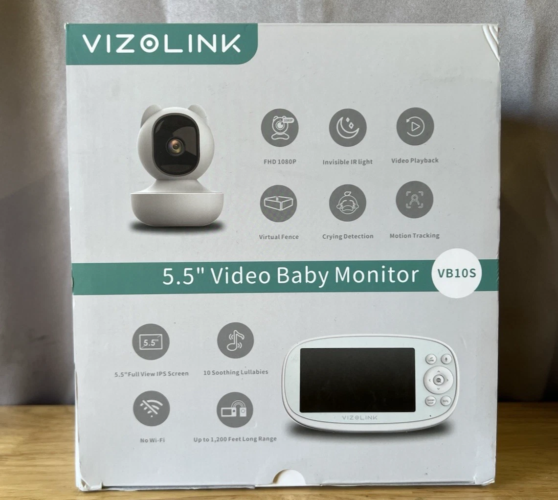 Baby Monitor 5.5" Split-Screen 2-Way Talk Cry Detection, 5X Zoom No WiFi (White)