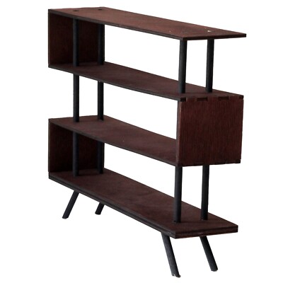 Miniature industrial modern bookcase, dollhouse furniture 1:6 scale S-shaped 