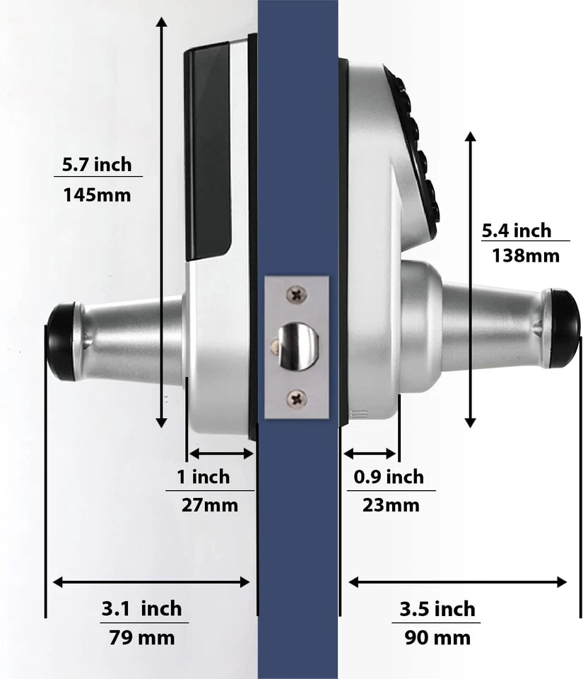 Cerradura de puerta inteligente con huella digital manija de cerrojo de entrada sin llave compatible con WiFi A Foto 3 de 4