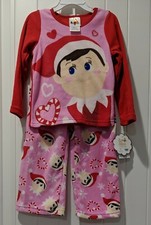 NWT Elf On The Shelf Girl's 4T   2-Piece Candy Cane Hearts PJ Pajamas Set
