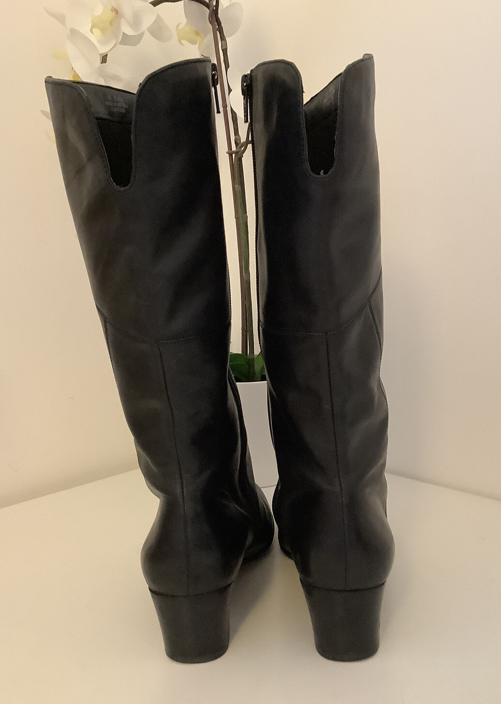 Ladies K By CLARKS Comfort Black Leather Mid Calf Boots, UK Size 6.5EE