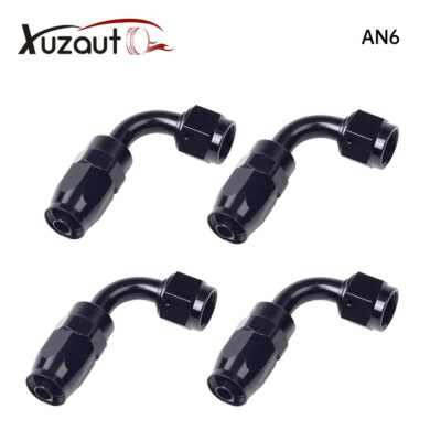 4Pcs Universal AN6 Swivel Hose End Fitting Adaptor Oil/Fuel Line 6AN 90 Degree