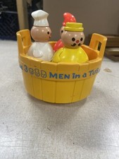 Vintage Fisher Price 3 Three Men in a Tub Rub a Dub Bath Tub Toy Bell BH
