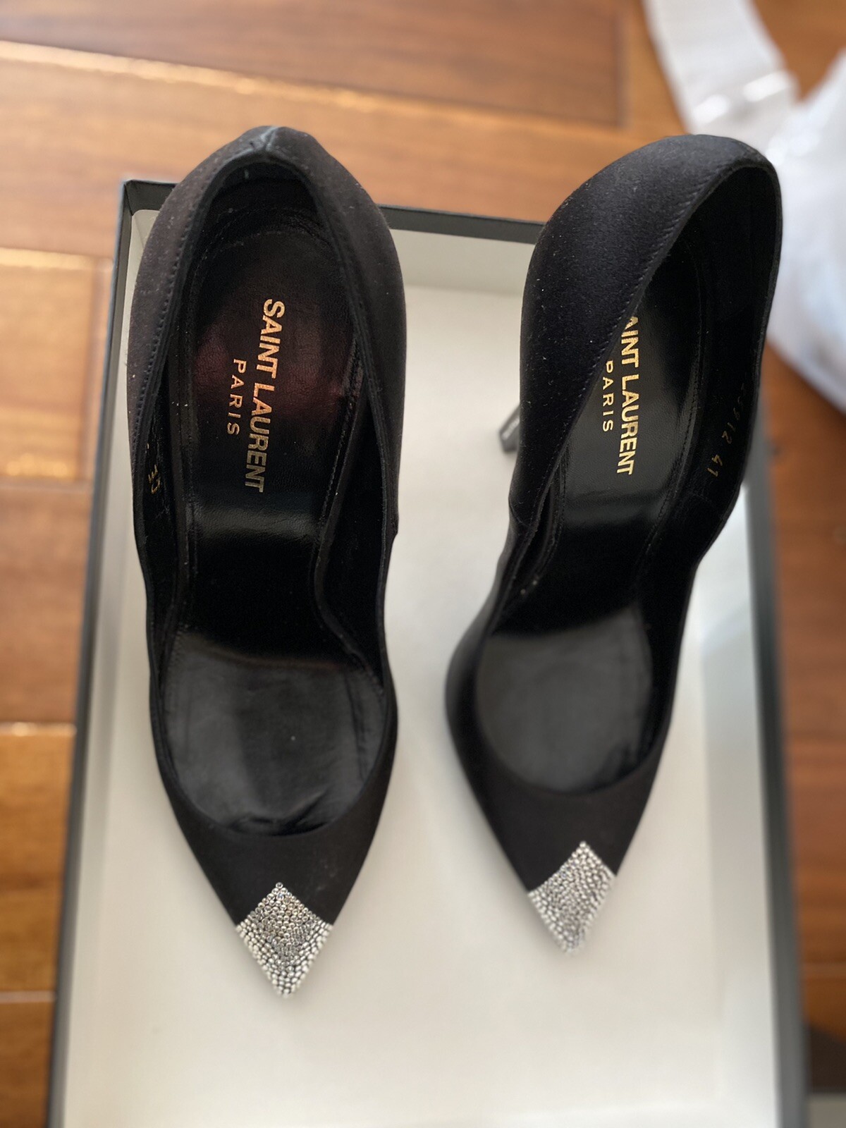 Decolte Saint Laurent YSL tg 41 cristallo impreziosito nero! $1600