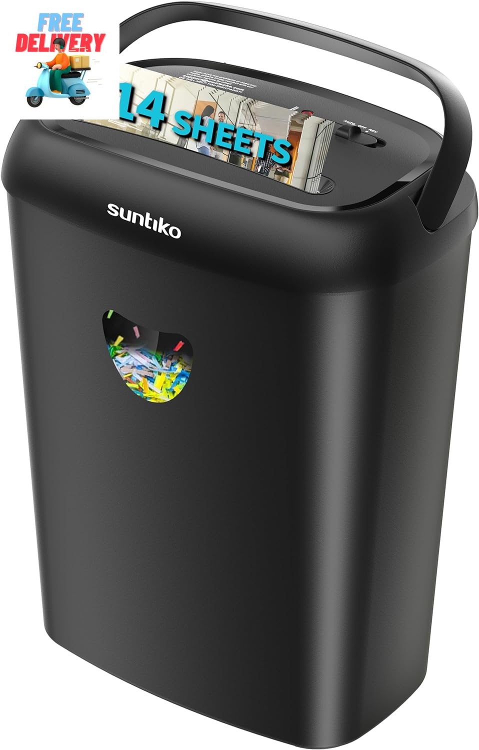 High-Performance Paper Shredder, 14-Sheet Cross Cut, 6.6-Gallon Basket-image