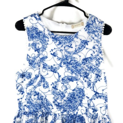 Altar'd State Blue and White Floral Sleeveless Fit and Flare Dress Size  Large | eBay