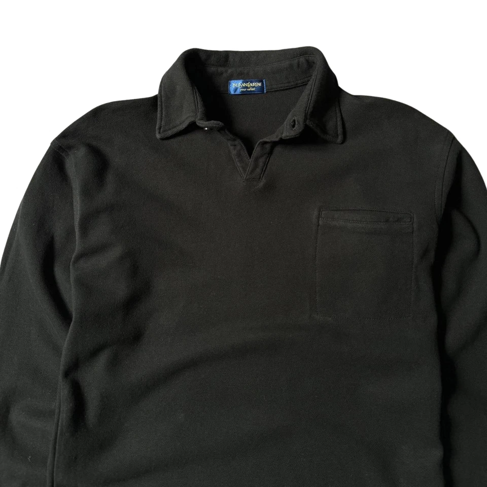 Vintage 00s YSL Yves Saint Laurent Pour Enfant Black Women's Polo Long Sleeve - Image 3 of 4