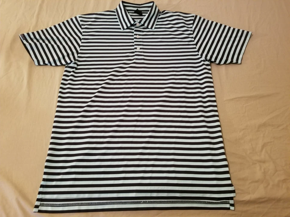 Camisa polo de golf Dunning para hombre L grande rayas verdes atlética Foto 2 de 4