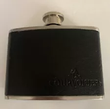 Mini 4 oz Courvoisier Hip Flask Stainless Steel & Black Leather 3R-6