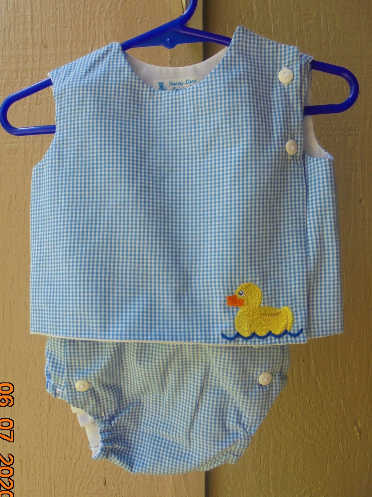 6 Month /15-18 lb.-Baby Outfit-Embroidered “Little Duckie" Top/Diaper Cover