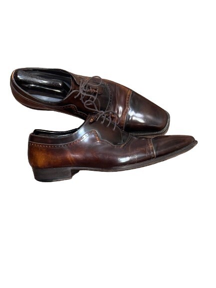 BRAND NEW Mezlan 1968 Duke Cap Toe Oxfords Shiny Dark Brown Leather Size 10 Mezlan Polished Leather Cap Toe 1968 Brown Oxford Mens 8.5m  main image 3