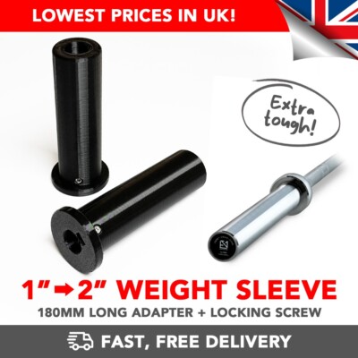 2 Stück Olympia Langhantel Adapter Hülse Konverter Endkappe 1'' -2'' Stange - 180 mm
