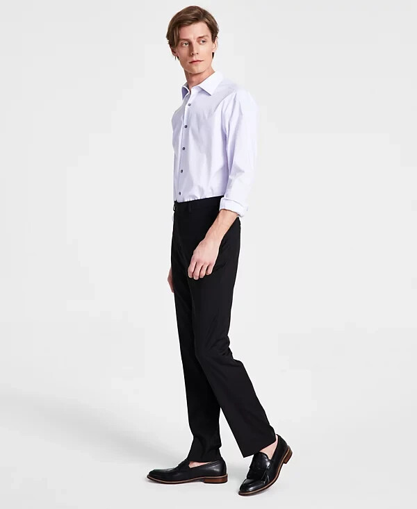 slim fit dress slacks Calvin Klein Mens Slim Fit Plaid Performance Dress Pants Grey 40 x 30 –  Bristol Apparel Co main image 0