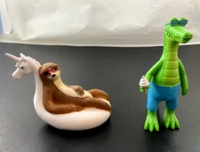 ANKYO Cool Crocodile Ice Cream Cone & Sloth w/Floating Unicorn Plastic Figures