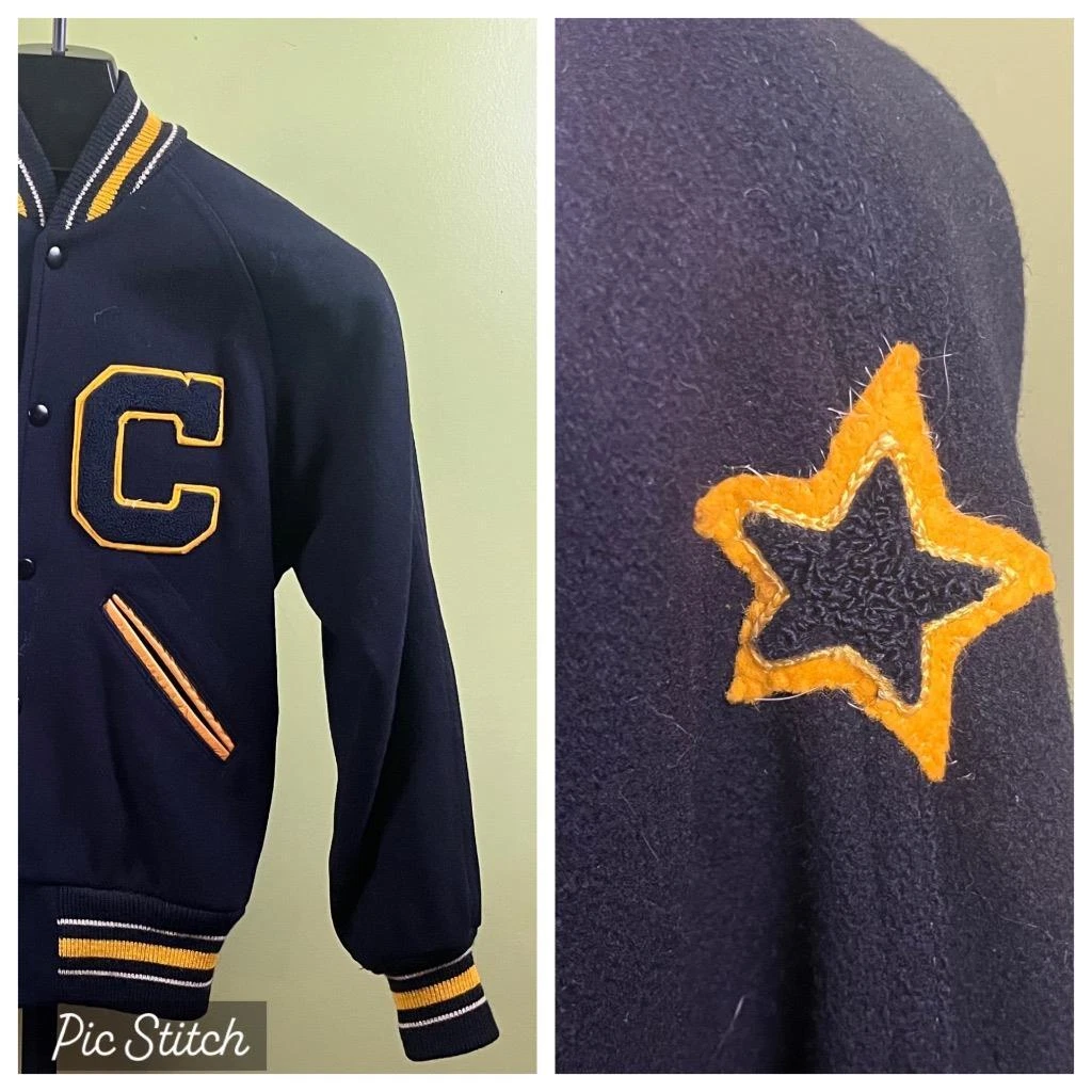 Vtg 50's Lasley Knitting Co. Letterman Jacket Sz 34 Wool Navy