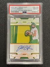 2022 National Treasures Silhouettes Gold #/10 Auto #SIL-JHE Justin Herbert PSA 8