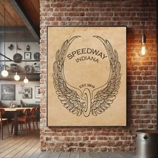 Winged Wheel Vintage Poster Indianapolis Racing Wall Art Print Indy Fans Gift