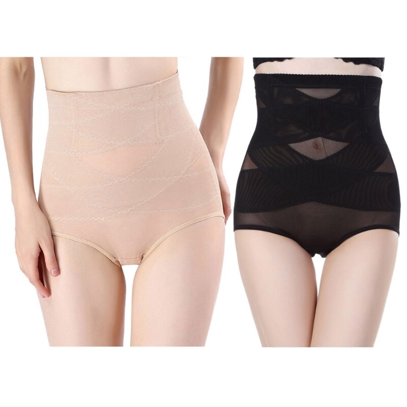 High Waist Butt Lifter Shapewear with Cross Mesh Tummy Control Panty Underwear for Women
