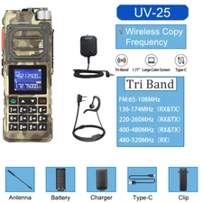 Baofeng UV25 Tri Band Power Walkie Talkie Long Range Two Way Radio&AR-152 Mic US