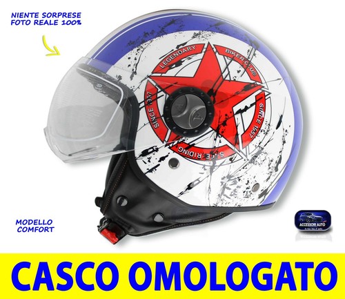 Casco scooter Omologato Jet Bianco Blu rosso taglia M vespa uomo ragazzo  Helmet | eBay