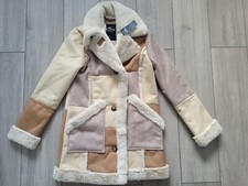 Women's Hollister Fax Sheepskin Coat Beige Color Size Xs New