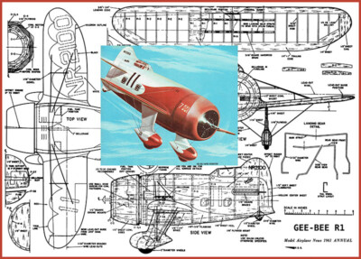 Model Airplane Plans (UC): Gee Bee R-1 Scale 28'' for .25-35 by Paul Del Gatto