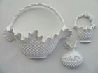 Vintage Burwood Wall Pocket Set Faux MilkGlass Hobnail Basket USA Floral Planter