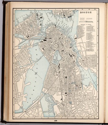 1894 Original Handcolor Map:  PLAN OF BOSTON, MASSACHUSETTS