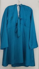 NWT Nasty Gal Women Size 18 US 22 UK Blue Satin Flippy Dress Back Zip Tie 