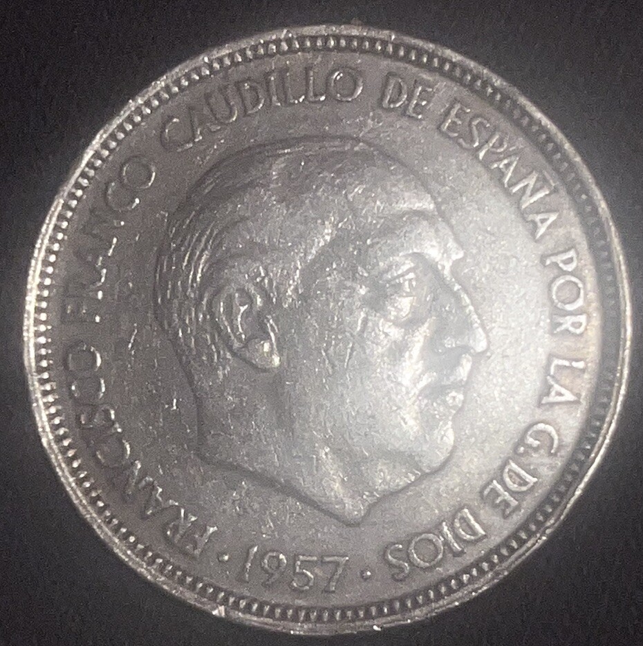 1957 (59 in star) 50 Ptas Spain Edge Lettering Coin | eBay