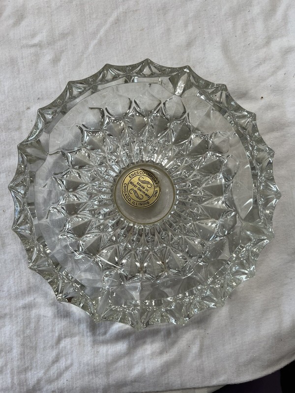 Enesco Vintage 7” Round Crystal Ashtray Made In West Germany